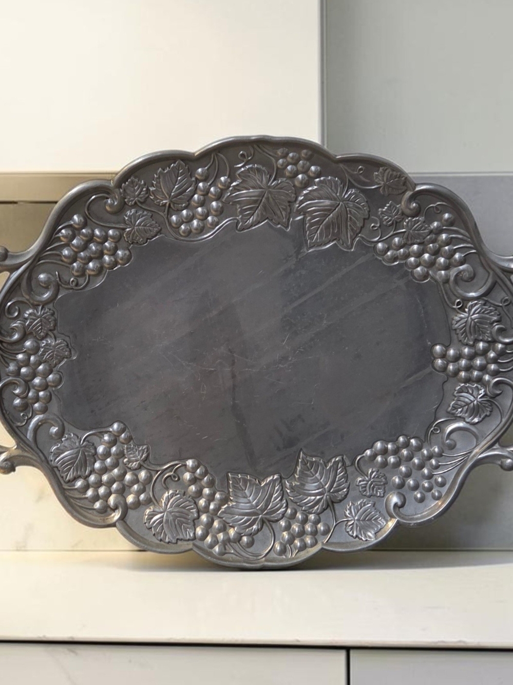 Gorham Silver-Tone Grape Motif Serving Tray
